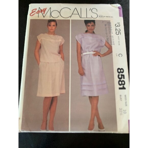McCall's Misses Dress Shirt Skirt Sewing Pattern Sz 10 8581 - Uncut - Picture 1 of 9
